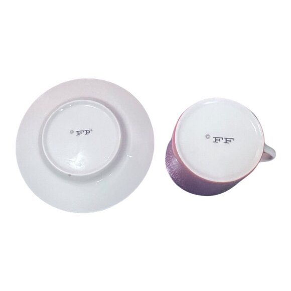 Vintage FITZ and FLOYD Tea Coffee Cup and Saucers Rondelet Terracotta - Picture 6 of 6